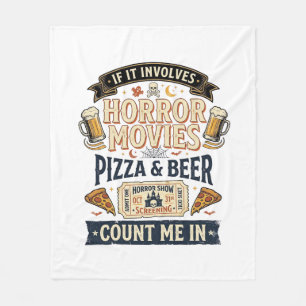 Gruselkino Pizza Bier Lustig Halloween_1 Fleecedecke