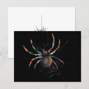 Gruselliche Halloween-Metallspinne und -netz Postkarte