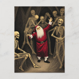 Gruselparty mit Santa und den Skeletten Postkarte