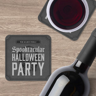 Gruselparty zum Grauen Schädel Halloween Rechteckiger Pappuntersetzer