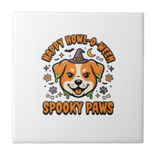 Gruselpfoten Halloween für Hunde Fliese