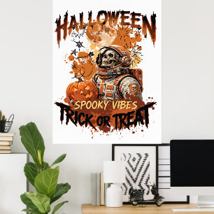 Gruselplakat eines Astronauten zu Halloween   Süße Poster