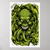 Gruselposter mit grünem Tentakel-Monster Poster (Vorne)
