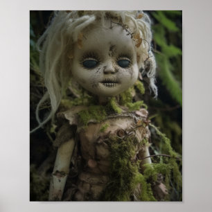 Gruselpuppe im Wald Poster