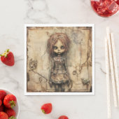 Gruselpuppe mit rosa Schleife Servietten (Beispiel)