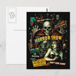 Gruselshow-Horror-Retro-Postkarte Postkarte