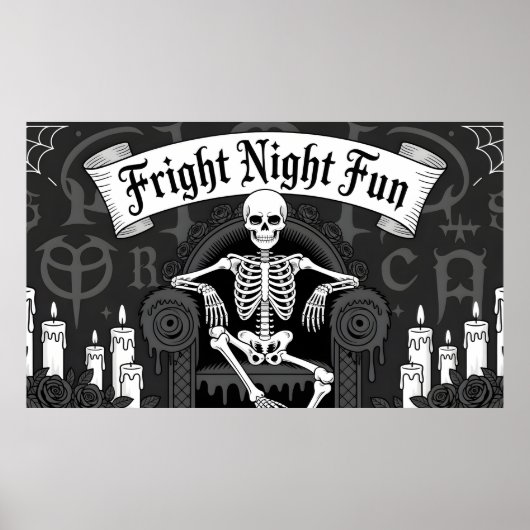 Gruselspaß: Skelett auf Thron-Design Poster (Vorne)