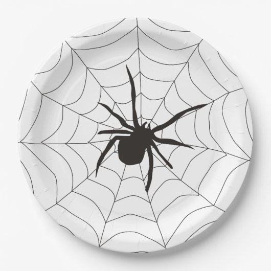 Gruselspinne-Muster Halloween Pappteller (Vorderseite)