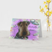 Gruß Airedales Terrirer Karte (Gelbe Blume)