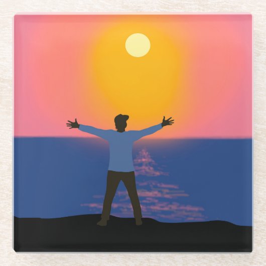 Gruß an die Sonne Glasuntersetzer (Vorderseite)