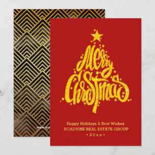 Gruß an Unternehmen Elegantes Gold-Script-Geschäft Feiertagskarte