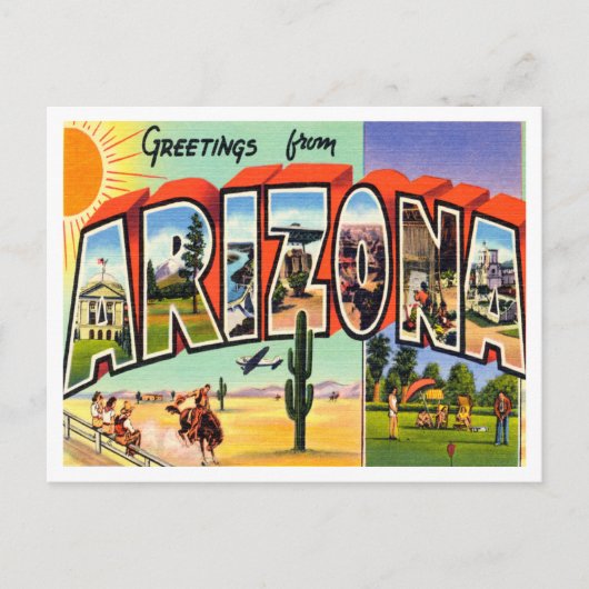 Gruß aus Arizona Vintage Travel Postkarte (Vorderseite)
