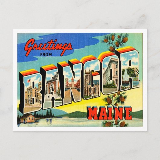 Gruß aus Bangor, Maine Vintage Travel Postkarte (Vorderseite)