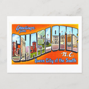 Gruß aus Charlotte, North Carolina im Vintage-Stil Postkarte
