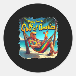Gruß aus dem Golf von Amerika Trump Patrio Runder Aufkleber