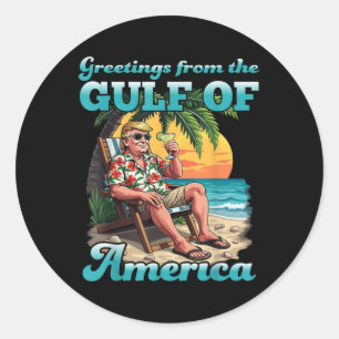 Gruß aus dem Patriotischen Golf der USA Runder Aufkleber