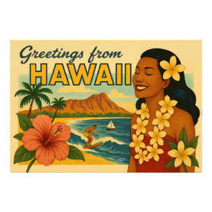 Gruß aus Hawaii Tourismus Kunst im Stil der Mitte Fotodruck
