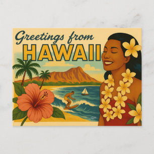Gruß aus Hawaii Tourismus Kunst im Stil der Mitte  Postkarte