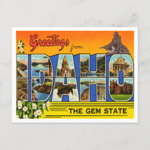 Gruß aus Idaho, The Gem Staat Travel Postkarte