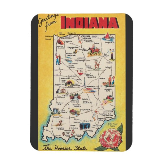 Gruß aus Indiana Vintager Magnet (Vertikal)