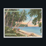 Gruß aus Jamaika Vintag Beach Scene Postkarte<br><div class="desc">Die Vintage jamaikanische Strandszene mit den Aufschriften "Gruß von Jamaika,  B.W.I." und "Scene in der Nähe von Ocho Rios" zeigt Schauspieler und Leute am Strand.</div>