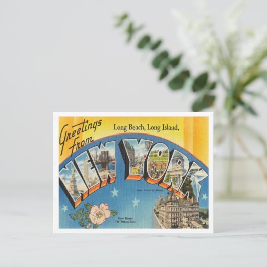 Gruß aus Long Beach, Long Island, New York Postkarte (Stehend Vorderseite)