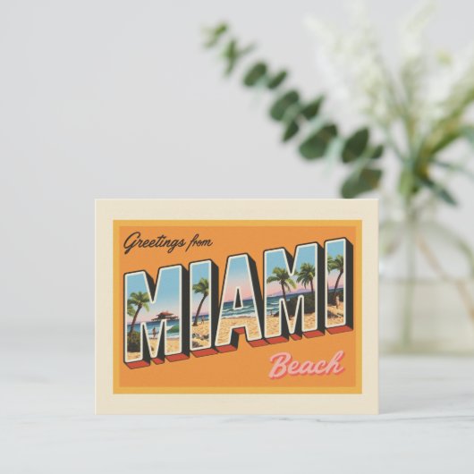 Gruß aus Miami Beach Vintag Postkarte (Stehend Vorderseite)