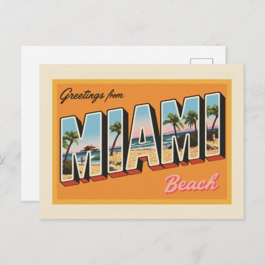 Gruß aus Miami Beach Vintag Postkarte (Vorne/Hinten)