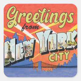 Gruß aus New York City Vintage Reise Quadratischer Aufkleber