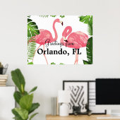 Gruß aus Orlando, FL—rosa Flamingos Poster (Heimbüro)