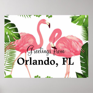Gruß aus Orlando, FL—rosa Flamingos Poster