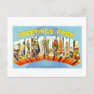 Gruß aus Pennsylvania im Vintage-Stil Postkarte