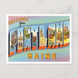 Gruß aus Portland, Maine Vintage Travel Postkarte