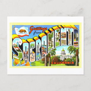 Gruß aus Sacramento, Kalifornien, im Vintage-Stil Postkarte