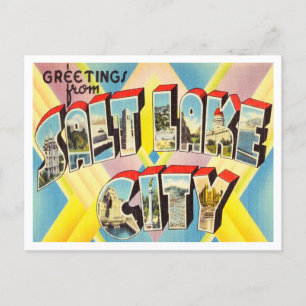 Gruß aus Salt Lake City, Utah Vintage Travel Postkarte
