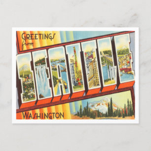 Gruß aus Seattle, Washington Vintage Travel Postkarte