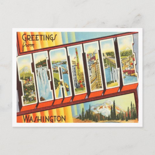 Gruß aus Seattle, Washington Vintage Travel Postkarte (Vorderseite)