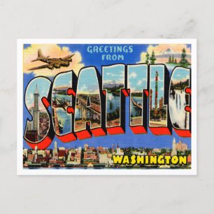 Gruß aus Seattle, Washington Vintage Travel Postkarte