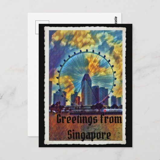 Gruß aus Singapur Postkarte (Vorne/Hinten)