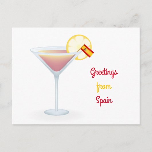Gruß aus Spanien Cocktail Urlaub Postkarte (Vorderseite)