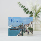 Gruß aus Venedig Italien Schifffahrt Postkarte (Stehend Vorderseite)