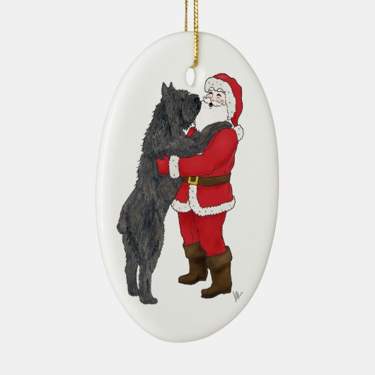 Gruß Bouvier DES Flandres Weihnachts Keramikornament (Rechts)