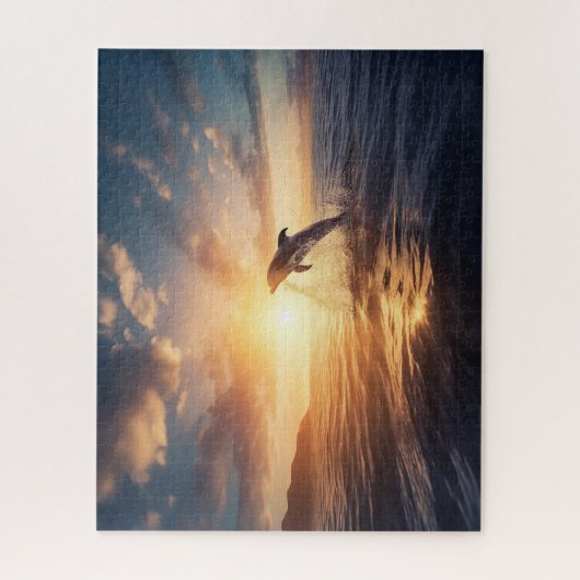 Gruß den Sonnenaufgang - Dolphin Jigsaw Puzzle (Vertikal)