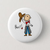 Grüß dich! Cowboy-Strichmännchen-Knopf Button (Vorderseite)