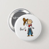 Grüß dich! Cowboy-Strichmännchen-Knopf Button (Vorne & Hinten)