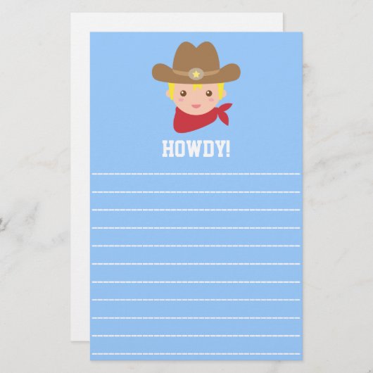 Grüß dich, niedlicher Cowboy für kleine Jungen Briefpapier (Vorne/Hinten)