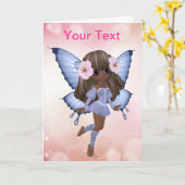 Gruß-Karte Afroamerikaner-Prinzessin-Butterfly Karte (Gelbe Blume)