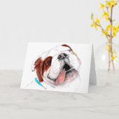 Gruß-Karte, Bulldoggen-Zeichnen Karte (Gelbe Blume)
