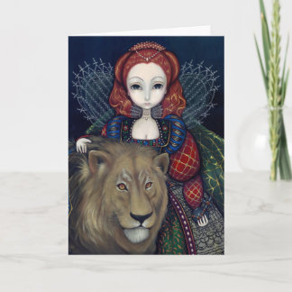 Gruß-Karte "der Königin-Elizabeth und eines Löwes" Karte
