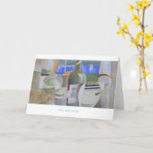 Gruß-Karte: Glas, Flasche und Krug Karte (Gelbe Blume)